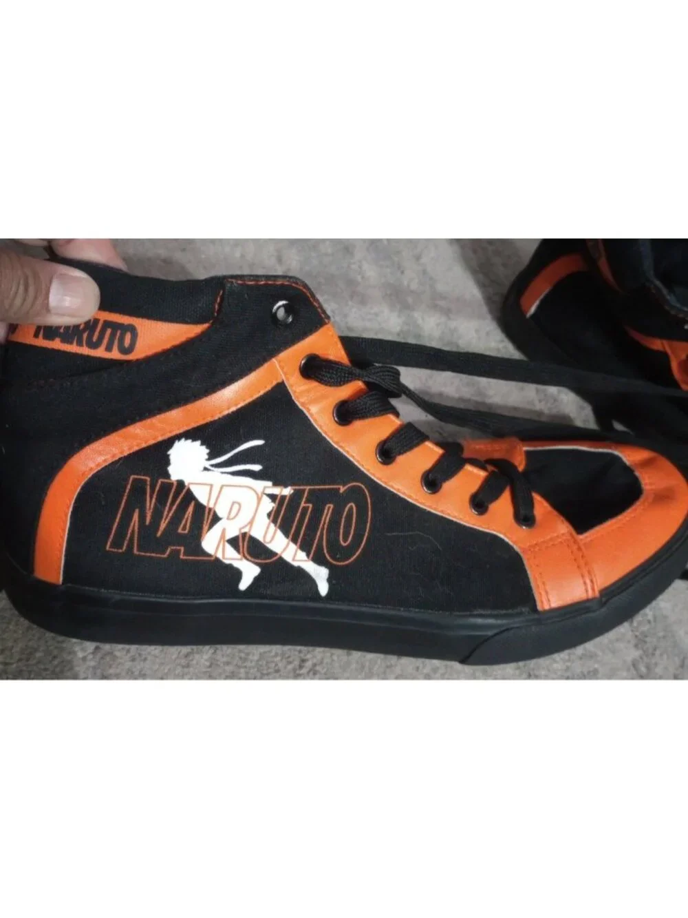Naruto Shippuden High Top CANVAS  SHOES Men's size 10 Orange Black Lace Up